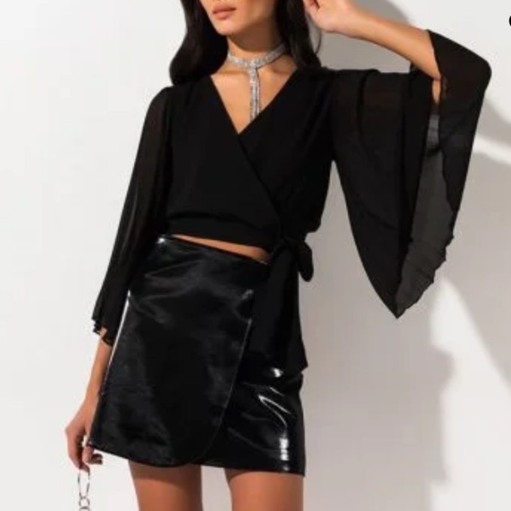 NWT Akira Tie Front Wrap Blouse